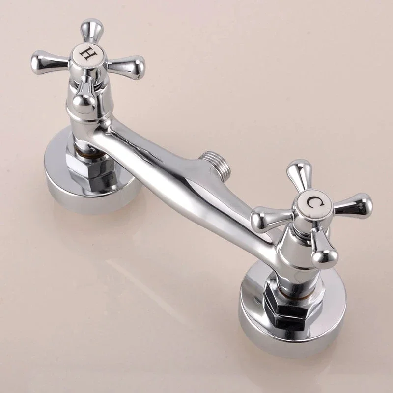 

Латунный смеситель для горячей и холодной воды для ванной комнаты, смеситель для душа, двойной контроль, двойная ручка в стену, спринклерный смеситель для цветов