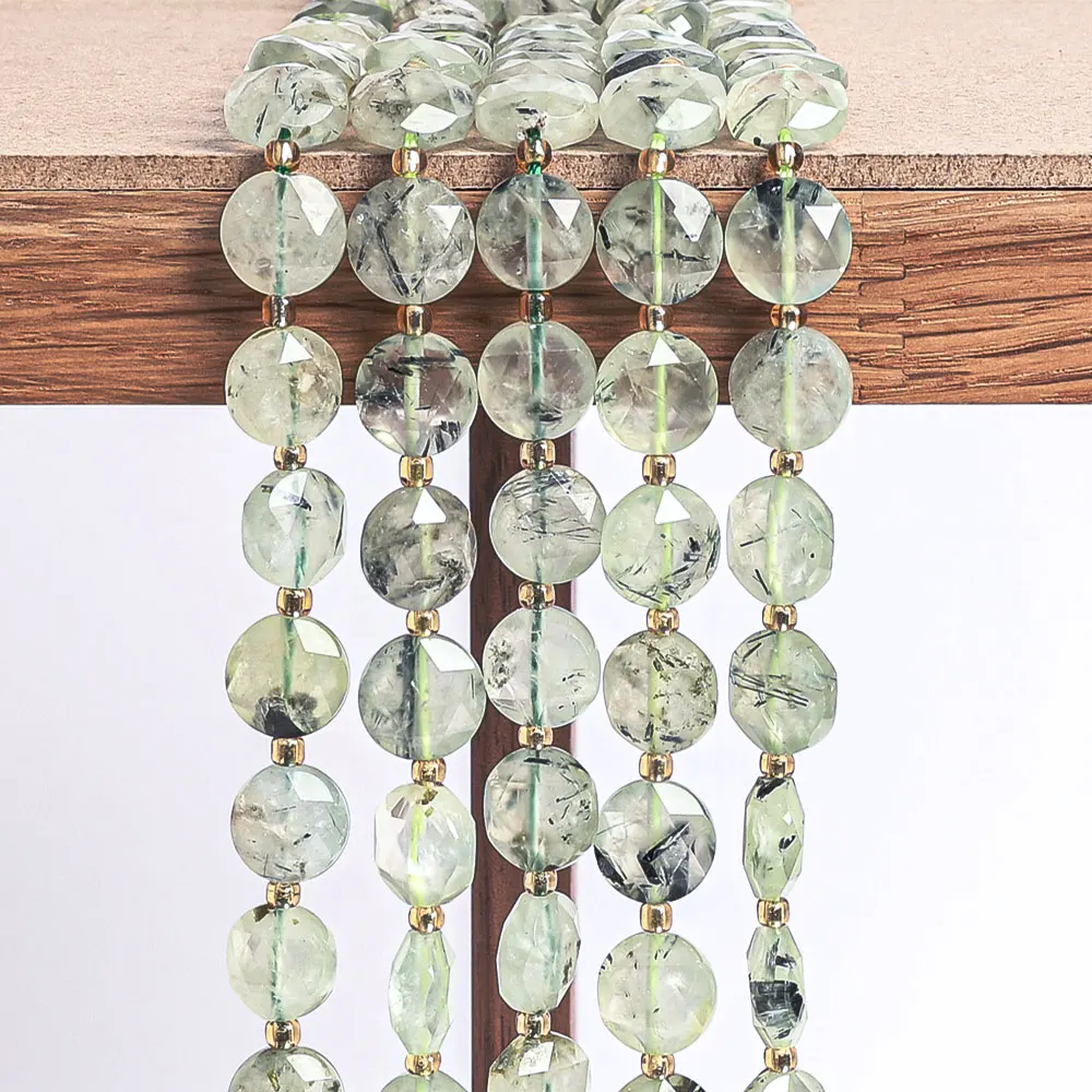NATURAL PREHNITE BEADS GREEN FACETED ROUND HEALING STONE LOOSE GEMSTONE BEADS FOR DIY JEWELRY MAKING ACCESSORIES 8MM 10MM view 2