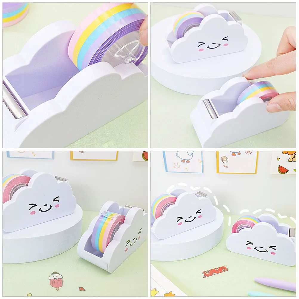 

2Sets Rainbow Tape Dispensers Sturdy Plastic Tape Cutters for Office School Desk Home Portable Convenient Holders