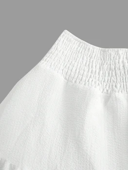 Girls White Layered Skirt 3 Girls' Fashionable and Simple Pure White Summer High-Waisted Multi-Layered Cake Skirt. Girls' Elegant and Playful Ladylike Outfit. Suitable for Going Out, Home Wear, Daily Wear, Skin-Friendly, Comfortable Travel Clothing 3
