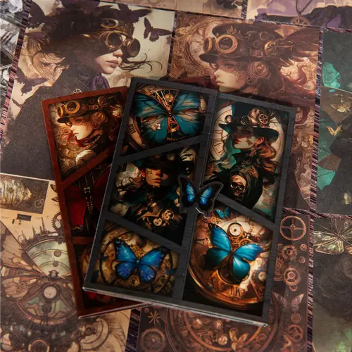 30 uds/1 lote de pegatinas Kawaii para álbum de recortes, mariposa de vapor, suministros para álbum de recortes, planificador, adhesivo de papelería artesanal decorativo