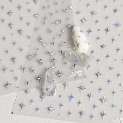 Simple Laser Bronzing Gold Silver Mini Star Rhinestone INS 5D Relief Self Adhesive Nail Art Decoration Sticker 3D Manicure Decal