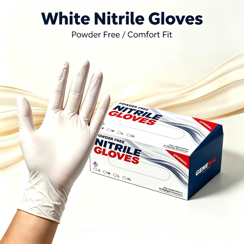 50PCS  White Disposable Composite Nitrile Gloves, Light Flexible Gloves for Cleaning Beauty Hairdressing Tattoo Work