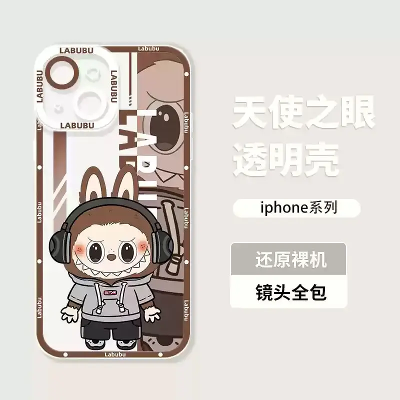 Cartoon Labubu Couples Phone Case For Xiaomi Redmi Note 14 13 12 12C 11 10 10C 13C 10s Pro Plus Max 4G 5G Transparent Cover image 6