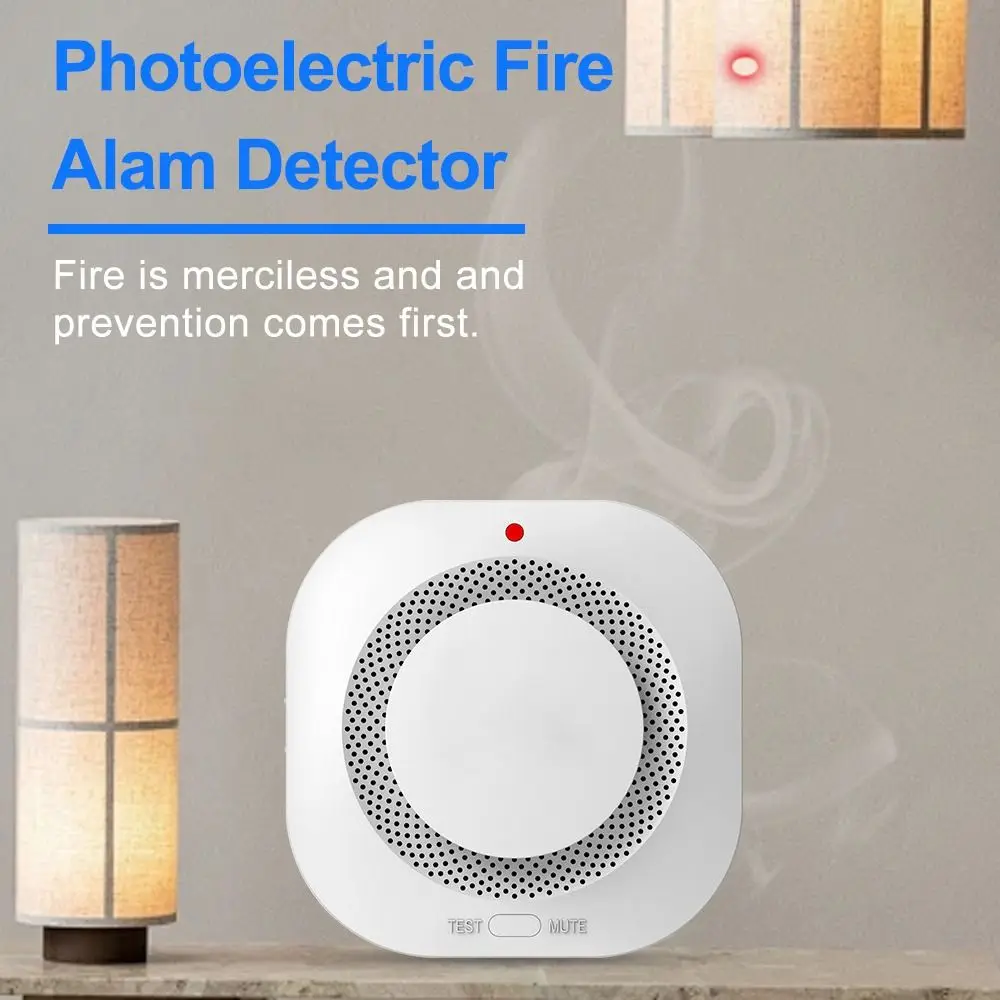 Wireless Smoke Detector Alarm Replaceable Sensor Light Alarm Fire Alarm Sensor Loud Sound Alarm Waterproof Smoke Fire Detector