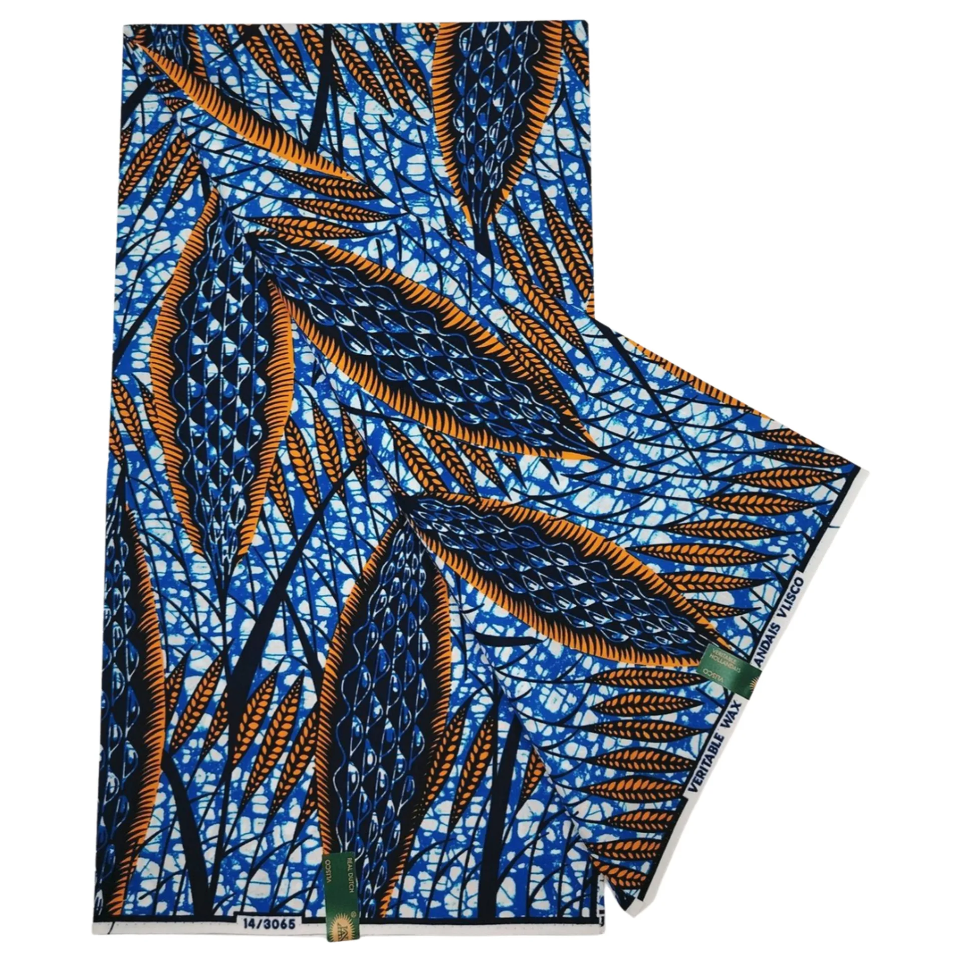 African Wax Batik Fabric with Blue Leaves-6 Yards Long Cotton Sewing Material for DIY Cushion Sofa Covers Clothes Pants R1266