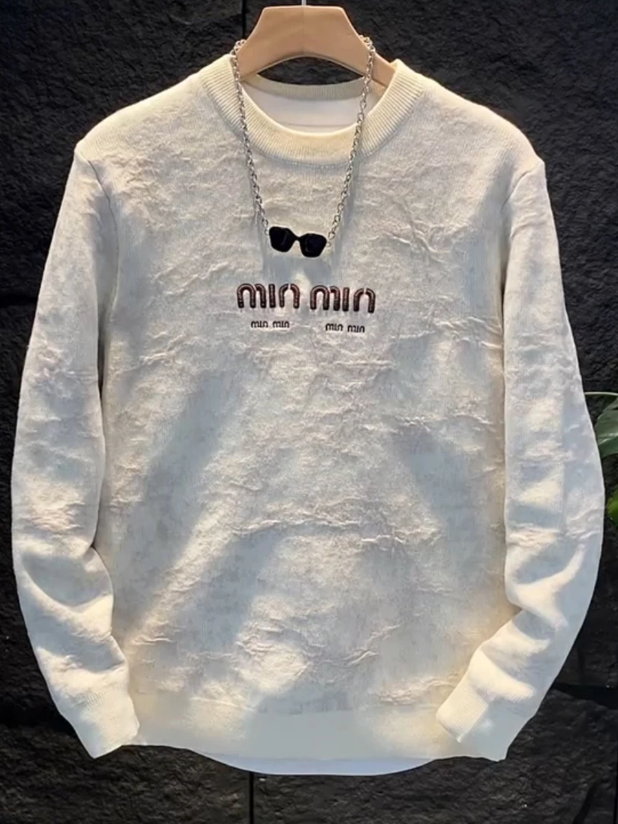 

Men's Retro American Tie Dye Letter Print Long Sve round Ne Sweatirt Trendy Brand New Autumn Winter Casual Comfortable