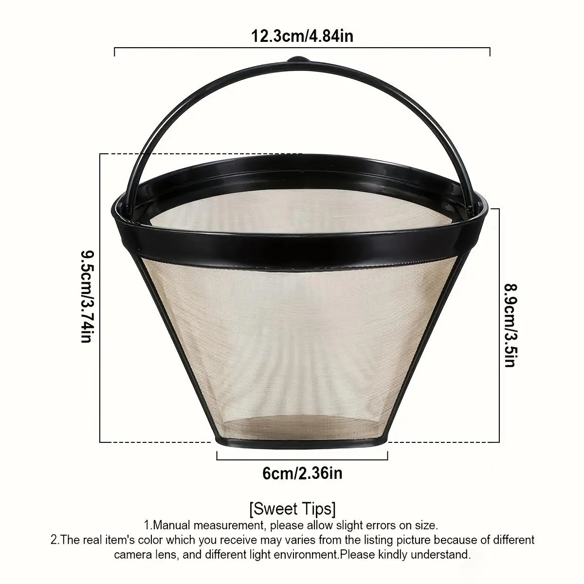 Coffee filter Permanent Reusable,Cone Shape metal Coffee Filter with Pour Over Coffee-maker Dripper Accessories