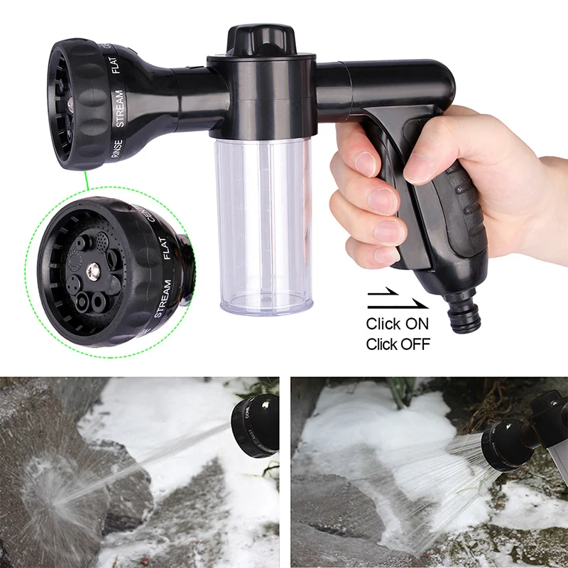 Water Pressure Hose Nozzle Foam Gun 8 In 1 Jet Spray Gun Soap Dispenser Garden Watering Horse Dog Animal Car Washing Tool