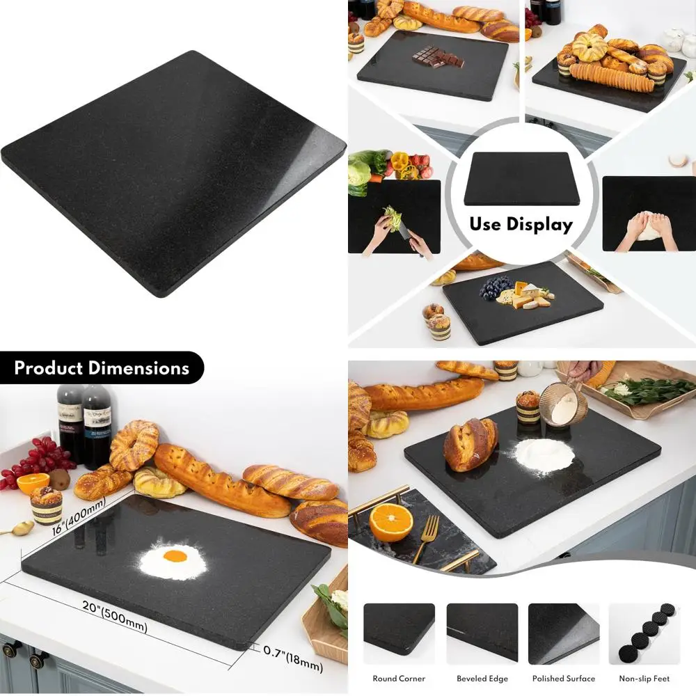 

Large Kitchen Cutting Board - Granite Black Pastry Board with Non-Slip Feet, 16x20 Inch, Ideal for Kitchen Gifts