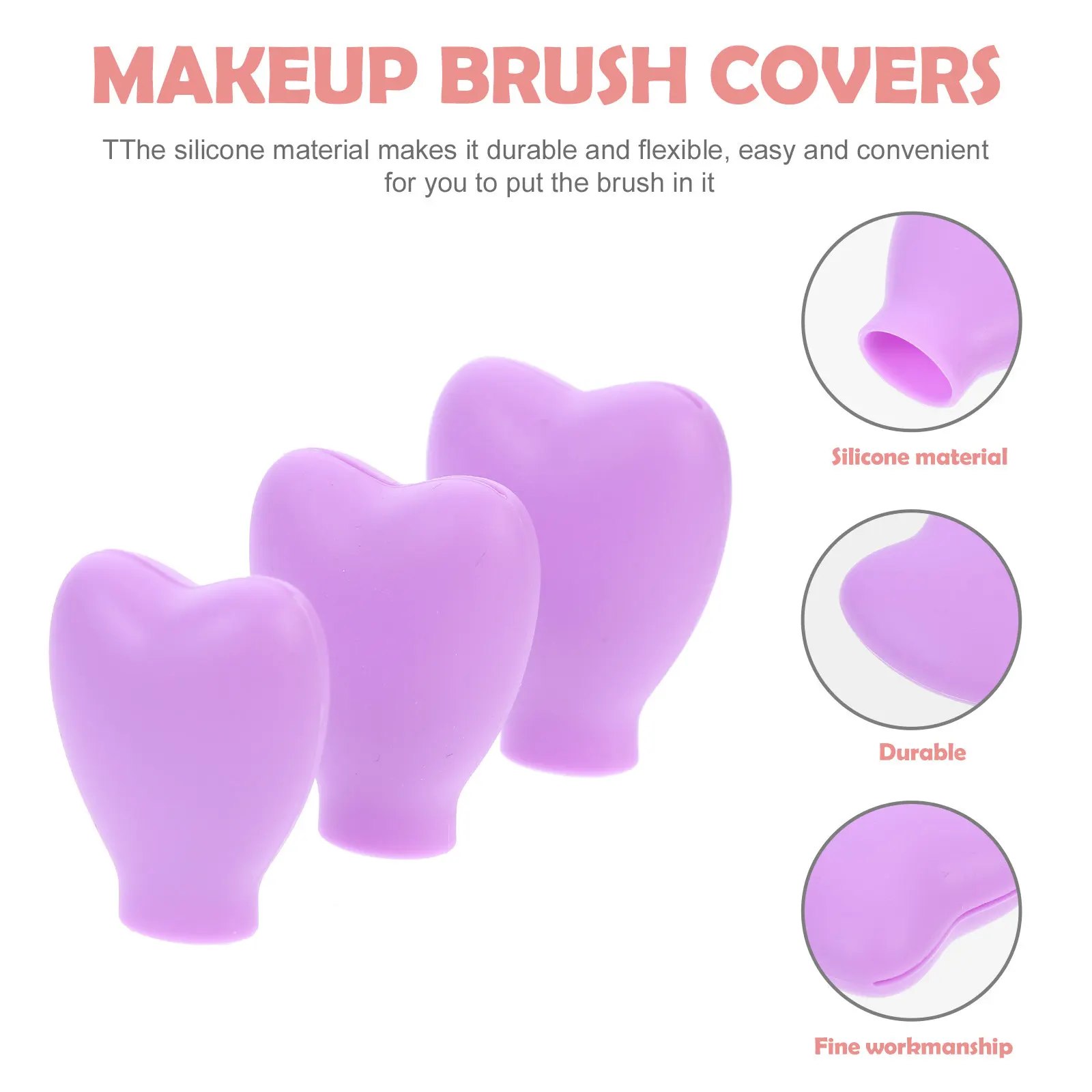 3Pcs Makeup Brush Cover Silicone Flexible Dust-Proof Sleeve Travel Brush Protection Cover Facial Mask Protectors