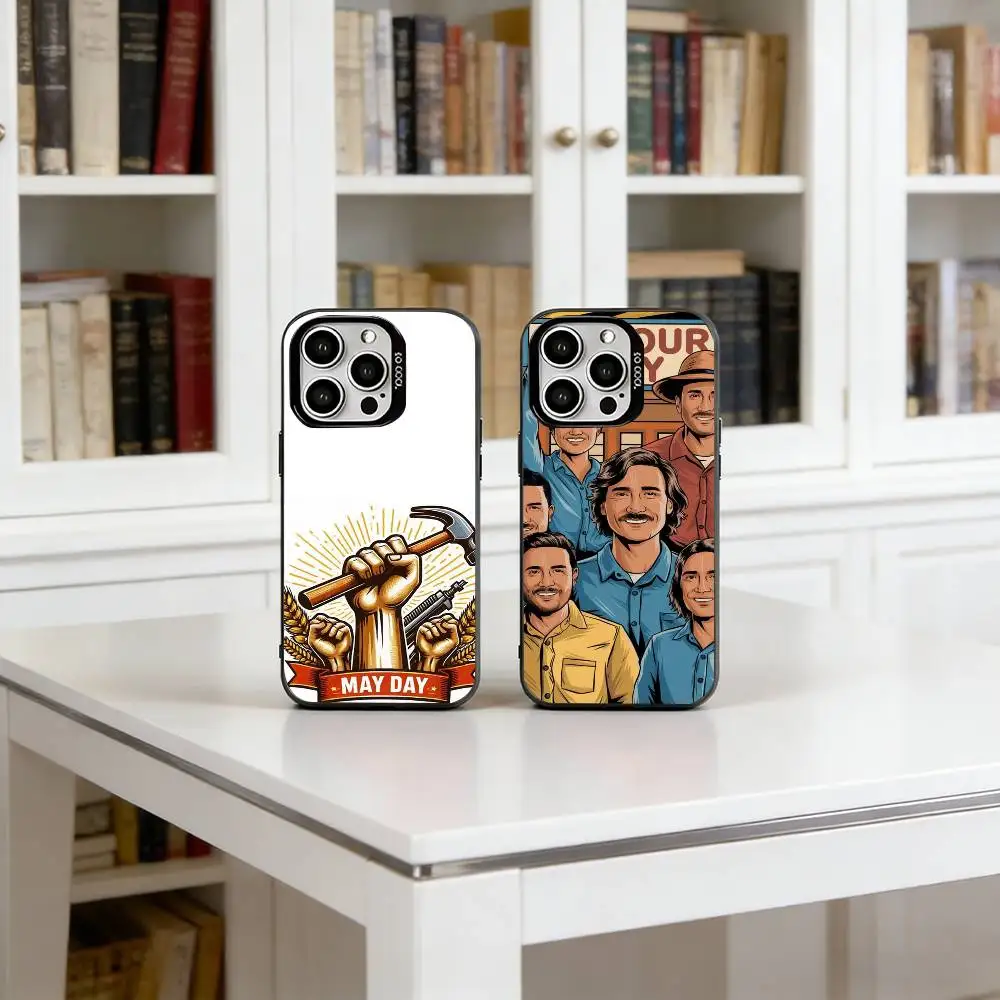 

Celebrate Labor Day Phone Case For iPhone 17,16,15,14,13,12,11 Plus,Pro Max,XS,Colored Silver Plated Inside Cover