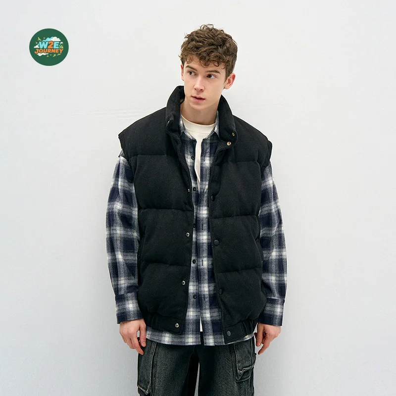 

W2EJOURNEY Top Quality EU US Size Winter Simple 90 White Duck Down Standard Down Casual Vest Jacket