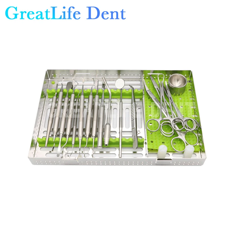 GreatLife Dent 100% Original 18pcs Basic Instrument Set Dentium Implant Surgery Kit Dental Oral Surgery Kit Dental Surgery Kit