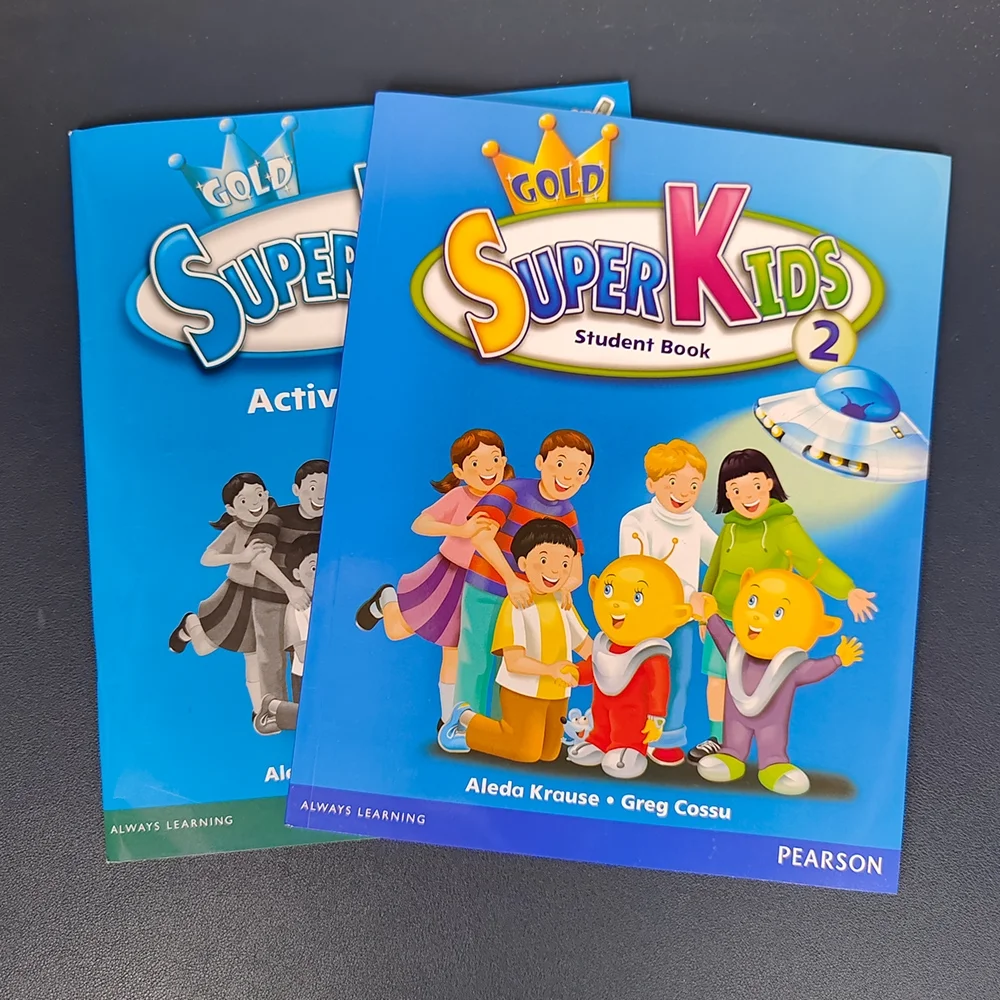 2 book Super Kids English Textbook Set Levels 1/2/3/4/5/6 Student Books + Activity Book for Children Without pen or CD