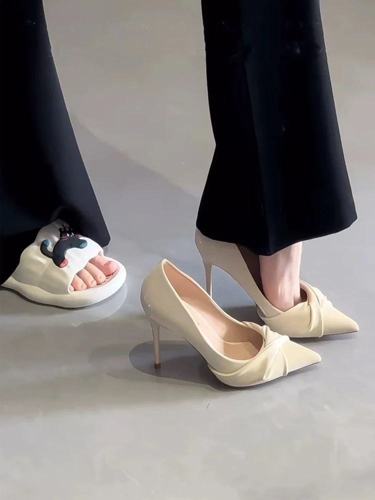 french-style-high-heels-women's-shoes-in-beige-color-pointed-toe-dress-shoes-thin-heel-comfortable-to-wear-single-shoes
