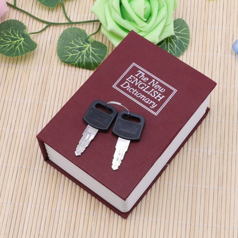 

E21F Книга Book 2pcs Portable Dictable Lockare Lock Box может безопасно хранить наличные украшения и другие ценности