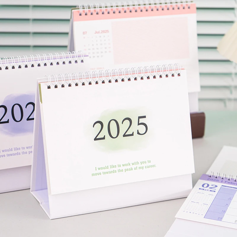 1Pc Nuovo 2025 Fresh Punch Card Calendario Desktop verticale Decorazione decorativa Notebook Calendario Libro Ufficio Campus Forniture