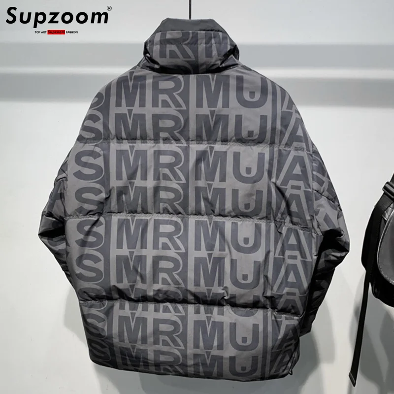 Supzoom New Arrival Casual Embroidery Mens Winter Stand Up Collar Print Trendy Bread Suit Couple Cotton-padded Jackets And Coats