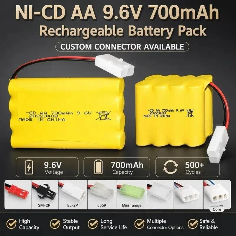 [NEW]  for Nickel-cadmium 9.6V 700mAh Rechargeable Battery Pack AA5 300 Cycles for Remote Control Toy