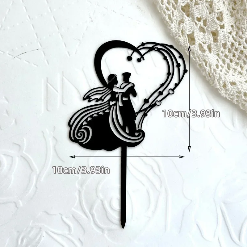 Schwarzer Acryl-Kuchenaufsatz „Mr. Mrs“, elegantes Braut- und Bräutigam-Paar für Hochzeit, Jahrestag, Valentinstag, Party-Dekorationen – Detail 11