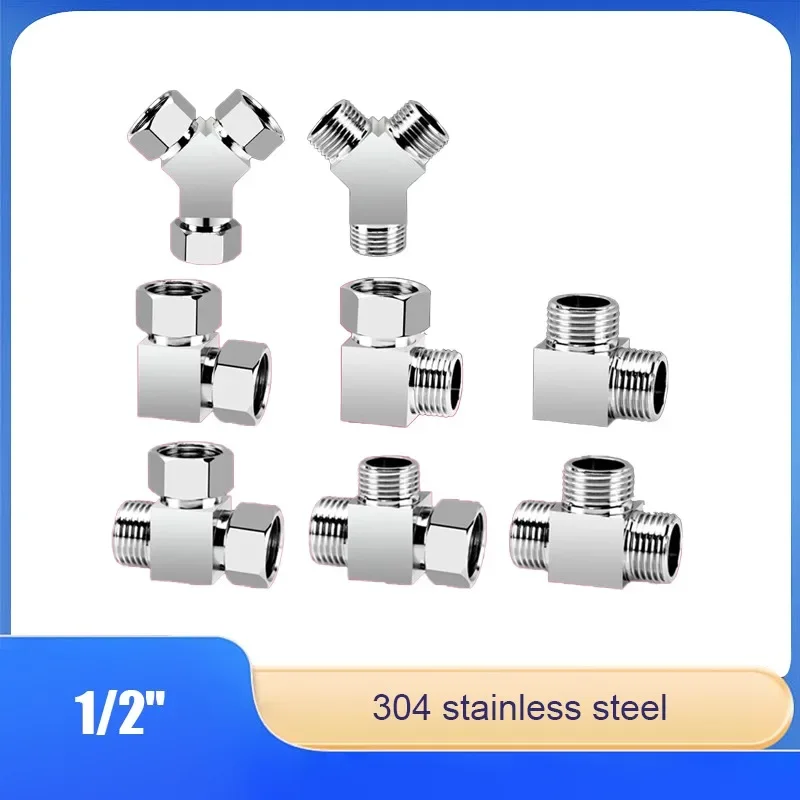 1Pcs One In Two Out Diverter Valve Three Way Union Internal External Thread Elbow Water Splitter Faucet Connector Brass