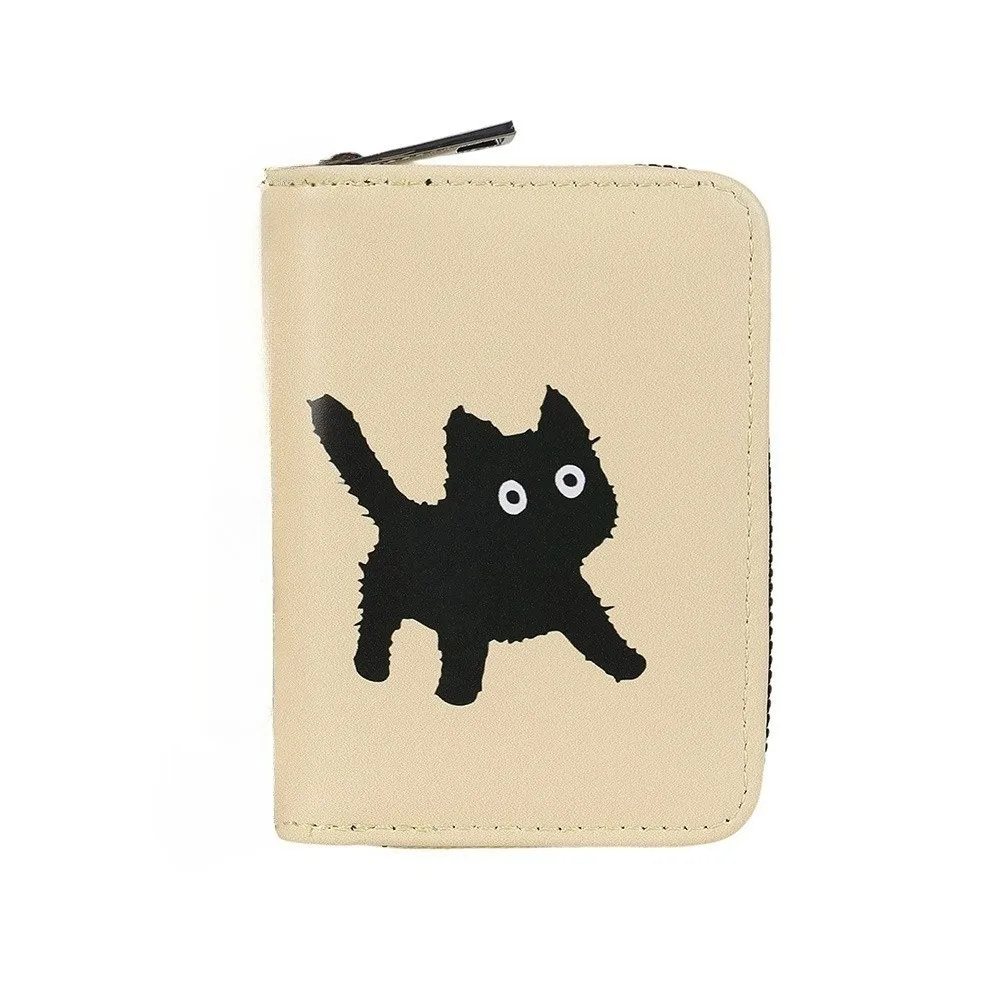 Versatile Cartoon Cat Wallet Zipper PU Leather Leather Card Holder Coin Pouch With Pendant Organ Card Bag Work