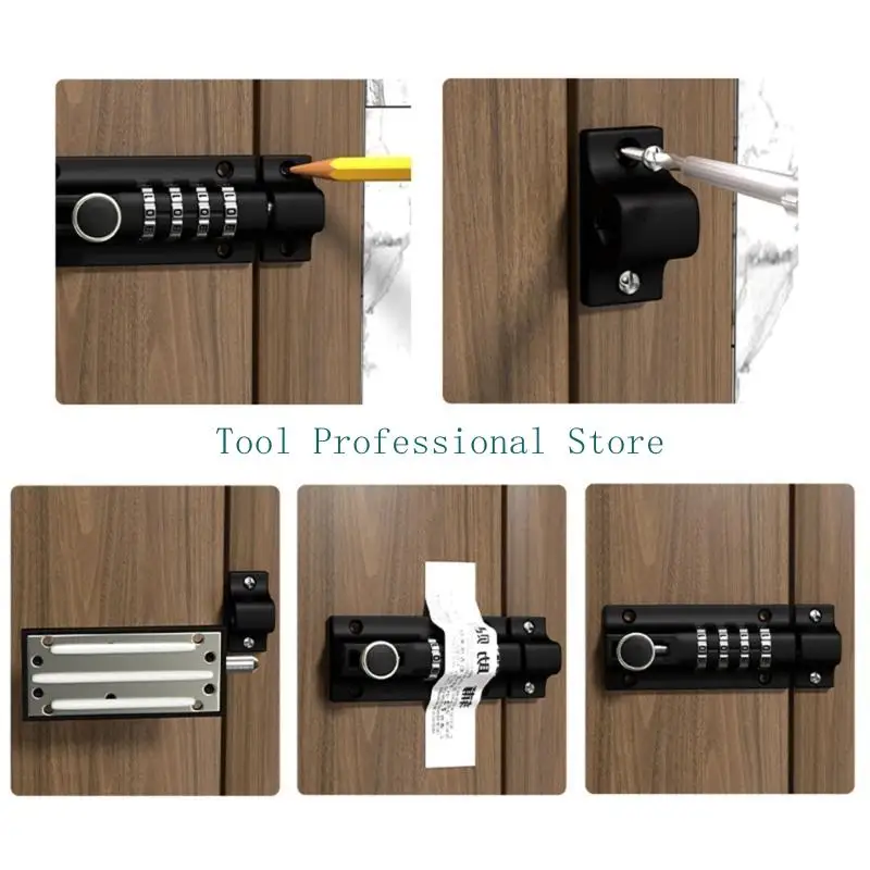 57QF 4-Digit Combination Padlocks Password Lock Sliding Bolt Door Lock Anti-theft Safety Slide Latches Lock Easy to Install - view 5