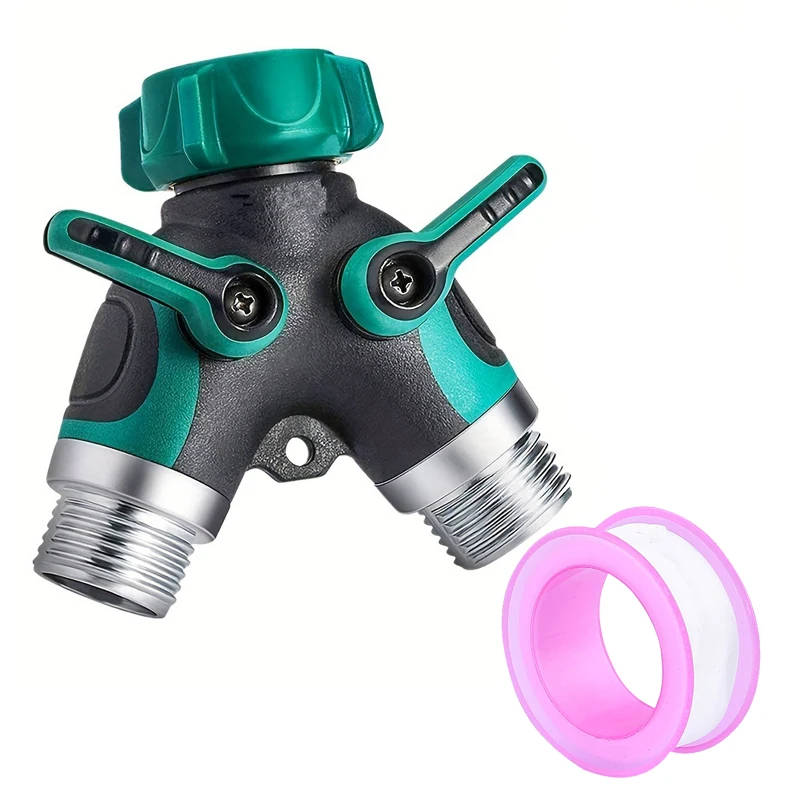 1 Set Of Two-Way Garden Hose Distributor Faucet Y-Shaped Watering Connector, Used For Connecting Indoor And Outdoor Faucets