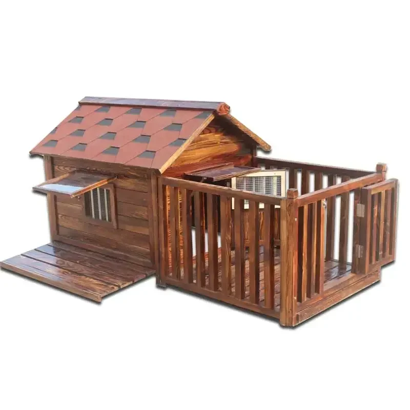 Outdoor solid wood dog house, golden retriever waterproof dog house Teddy kennel, all-season winter removable and washable large