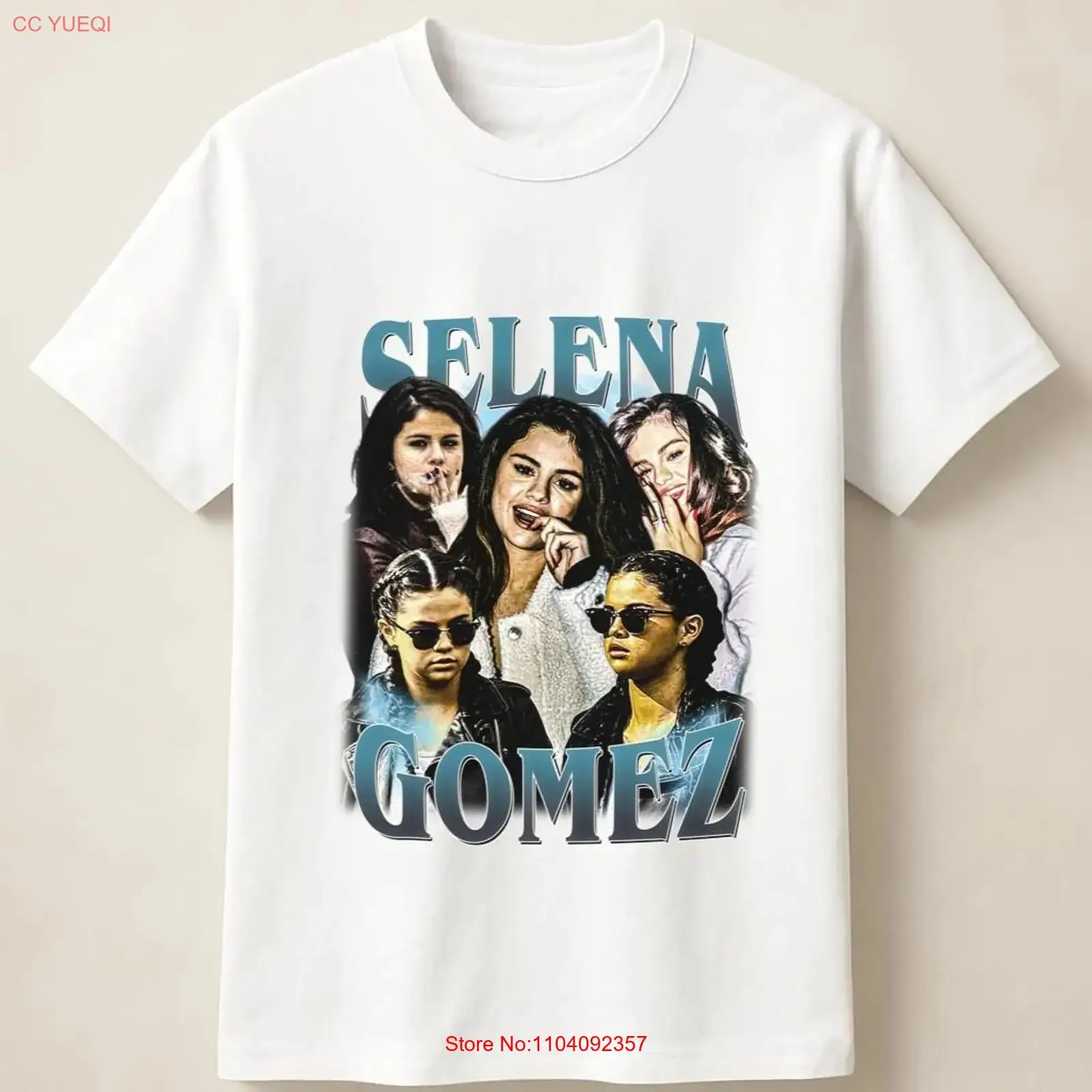 Selena Gomez Celebrity Fan Portrait Bold Multi Style Art T Shirt vintage Washed Stretched fashion designer clothes