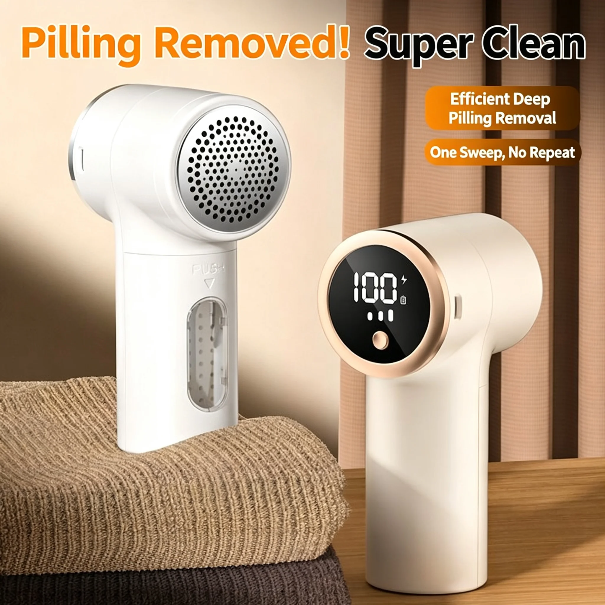 Portable Rechargeable Fabric Shaver for Knit Garments & Bed Sheets - Household Anti-Pilling Cleaner One Sweep No-Repeat Shaving