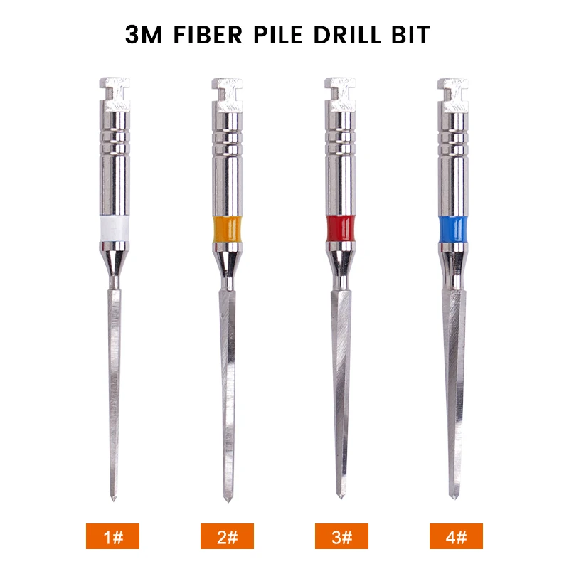 4pcs/box Dental Fiber Drill Metal Reamers Drills Bit For Fiber Post Engine Endodontics Files Refills