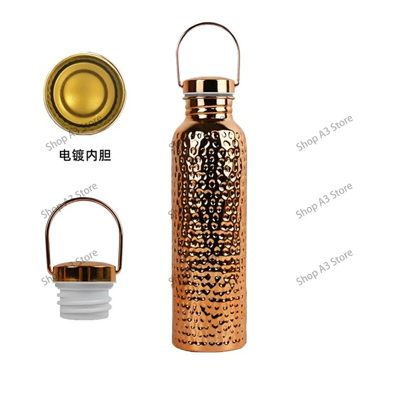 Outdoor essential hammer pattern sports kettle U-shaped handle electroplated water bottle single layer lightweight portable