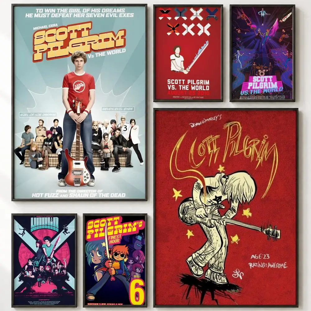 Scott Pilgrim Comic Movie Poster HD poster wall art self-stick no-residue for home cafe office great gift