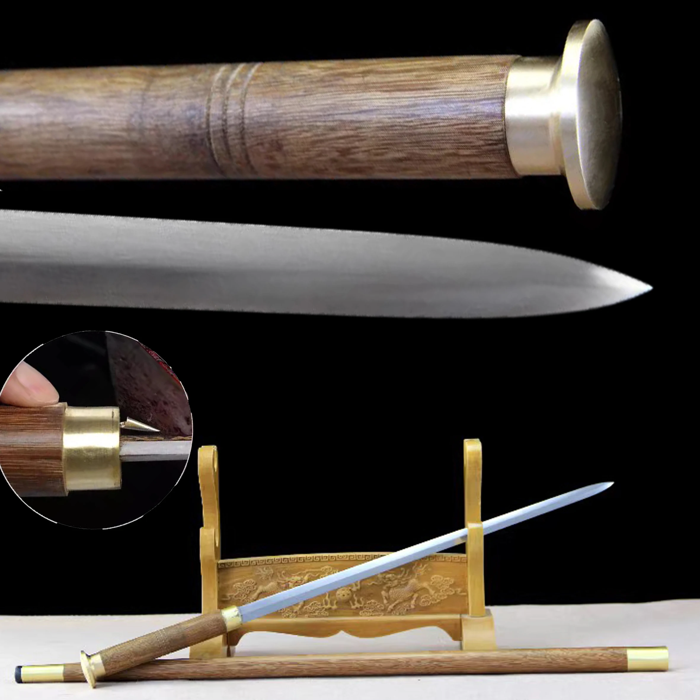 Staff sword, sharp carbon steel blade, genuine rosewood scabbard staff katana samurai sword fighting ninja gentleman staff sword