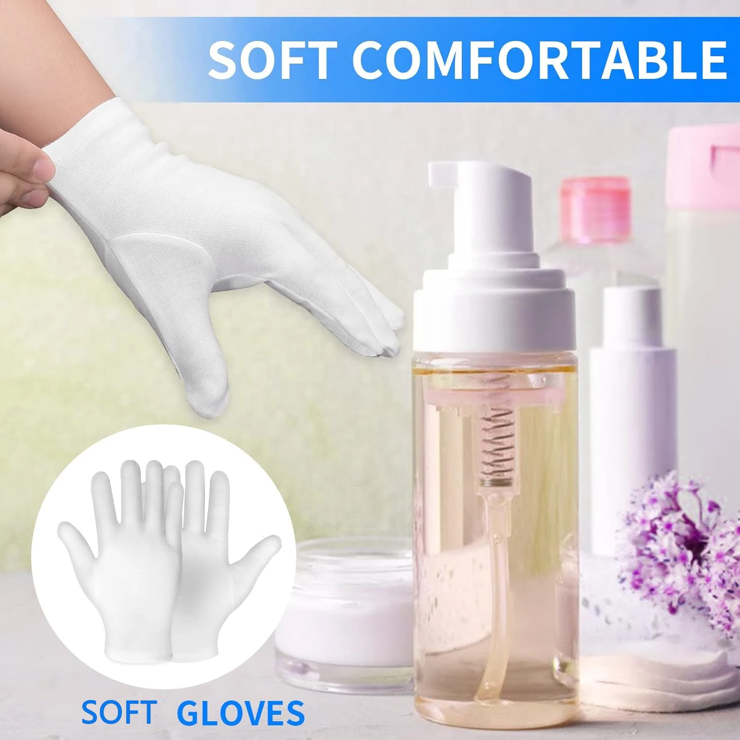 2 Pairs Moisturizing Gloves&Socks for Overnight Bedtime Heal Eczema Sleeping Lotion Hand Spa Treatment,Repair Cracked Dry Skin