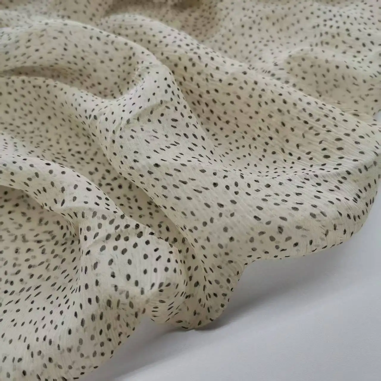 Small Dot Pure Silk Chiffon Crepe Fabric Width 135cm Soft 5mm Dress Scarf DIY Sewing Material