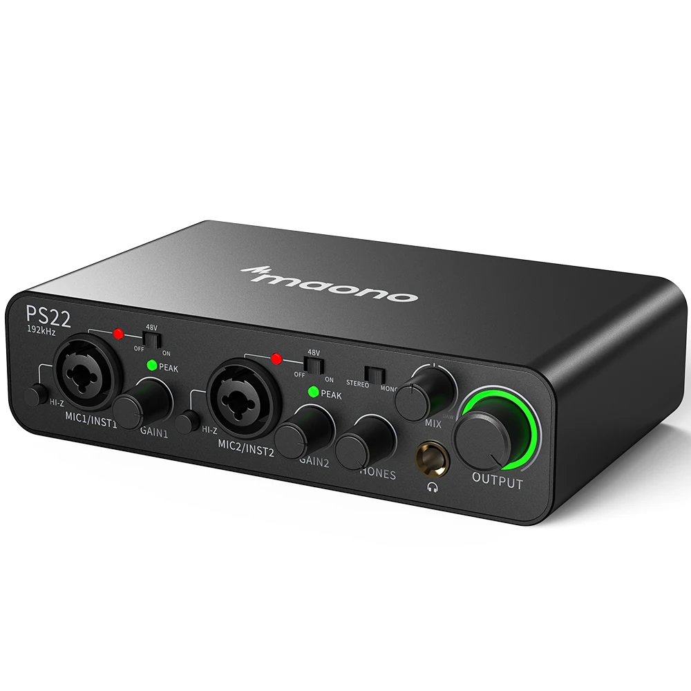 

MAONO PS22 Professional Audio Mixers Interfaces External Sound Card Routing Software Recording Podcasting Music Production