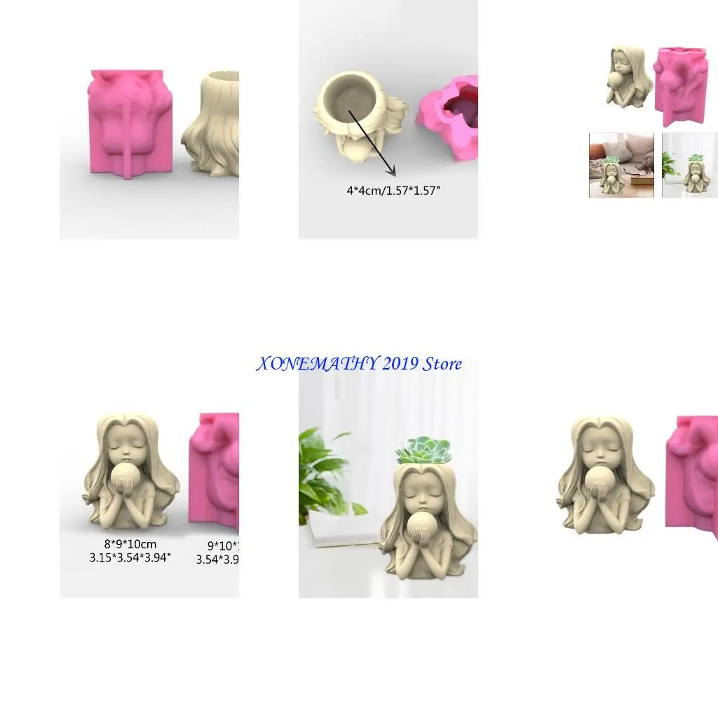 

F42F DIY Цветочный горшок с силиконовой формой для хранения коробки для хранения смола для плесени гипсовой бетонная форма