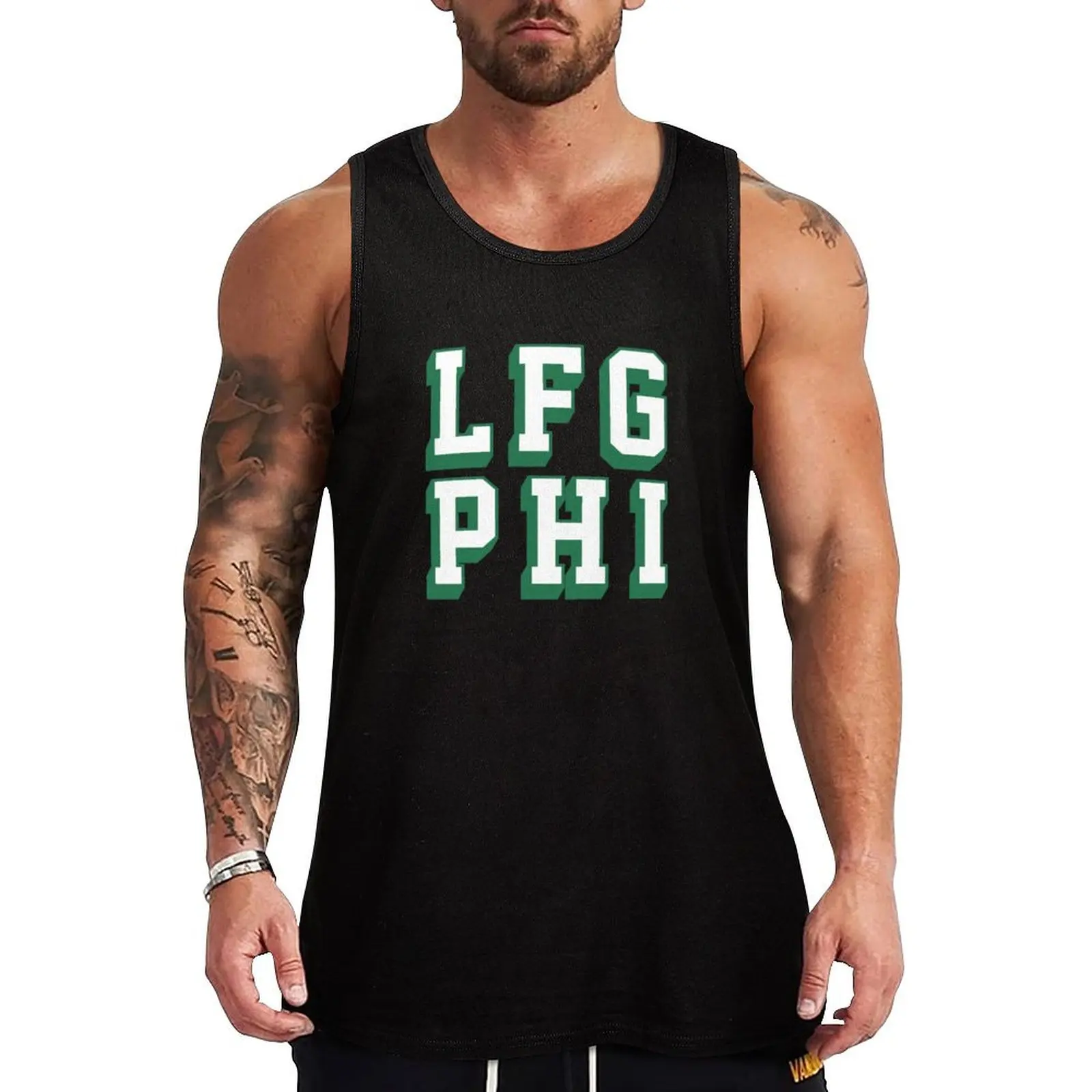 

LFG PHI - Black White/Green Tank Top Men's t shirt men gym Gym wear