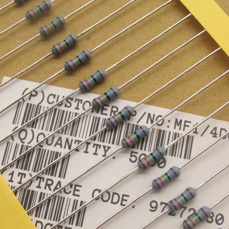 10-100pcs MF1/4DCT52R1240F 1/4W 124R 1% imported KOA metal film color ring resistor