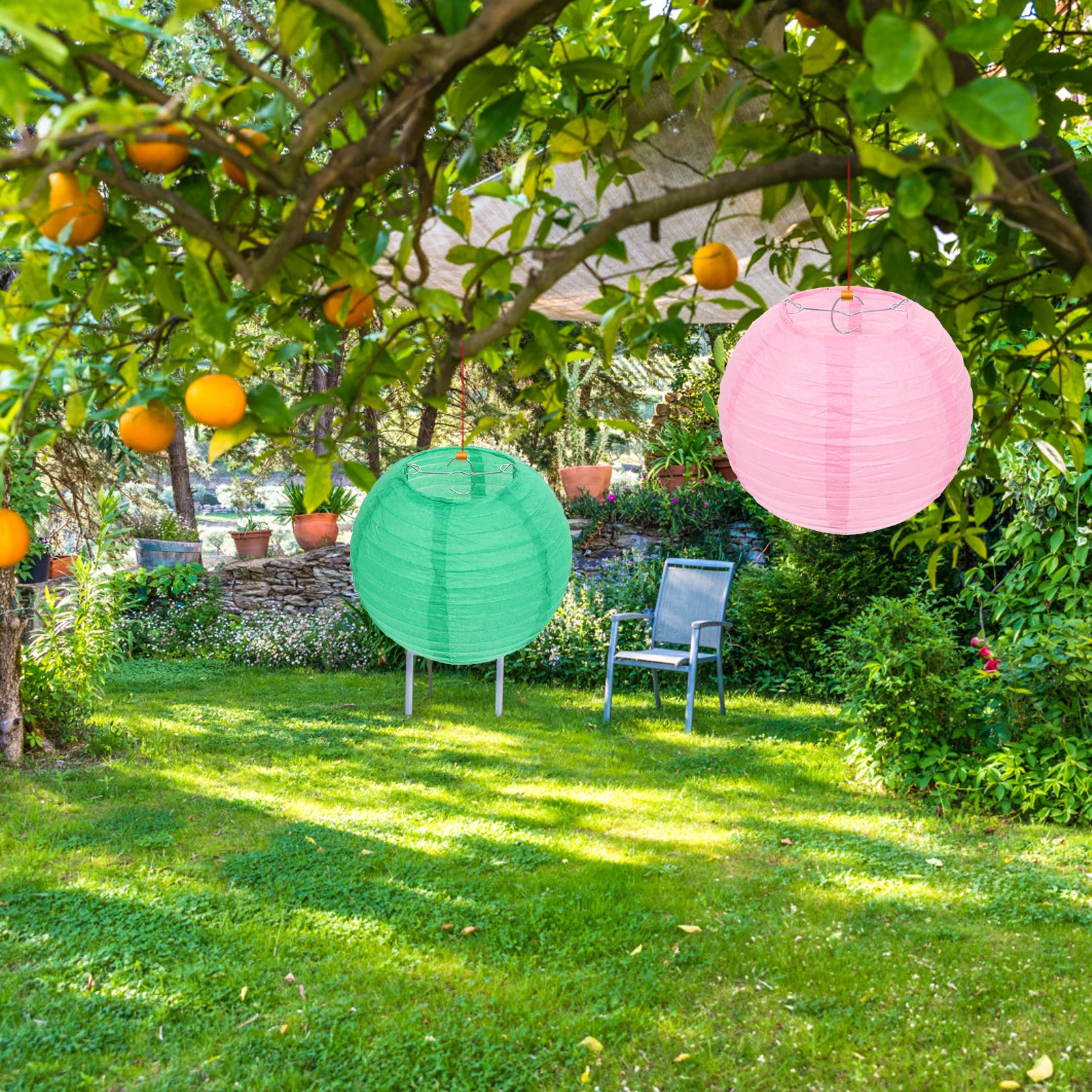 

12pcs Folding Paper Lanterns High Quality Bright Colors Party Wedding Decorative Steel Wire New Year Lanterns Pendulum Lights