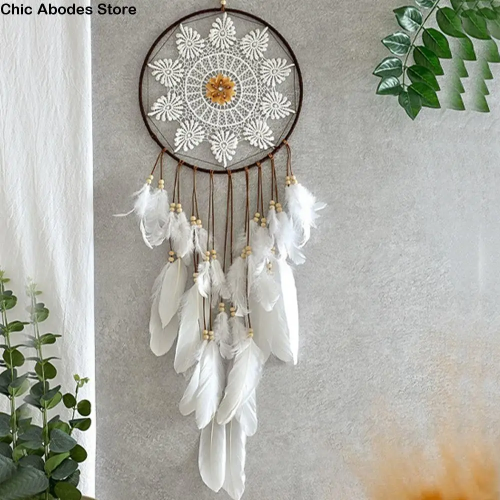 

Wall Art Handmade Dream Catcher Creative With String Lights Wall Hanging Pendant Stylish Exquisite Wind Chimes Living Room