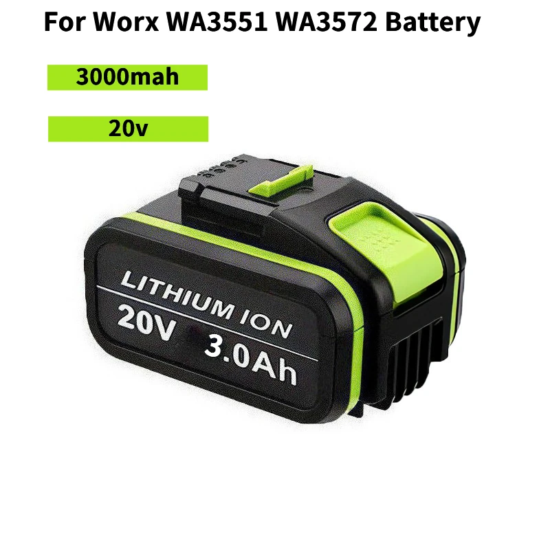 

New 3000mah for Worx Powtree 20V Battery Replacement Li-Ion Cordless Power Tools WA3551 WA3572 WA3553 WX390 WX176 WX178 WU268