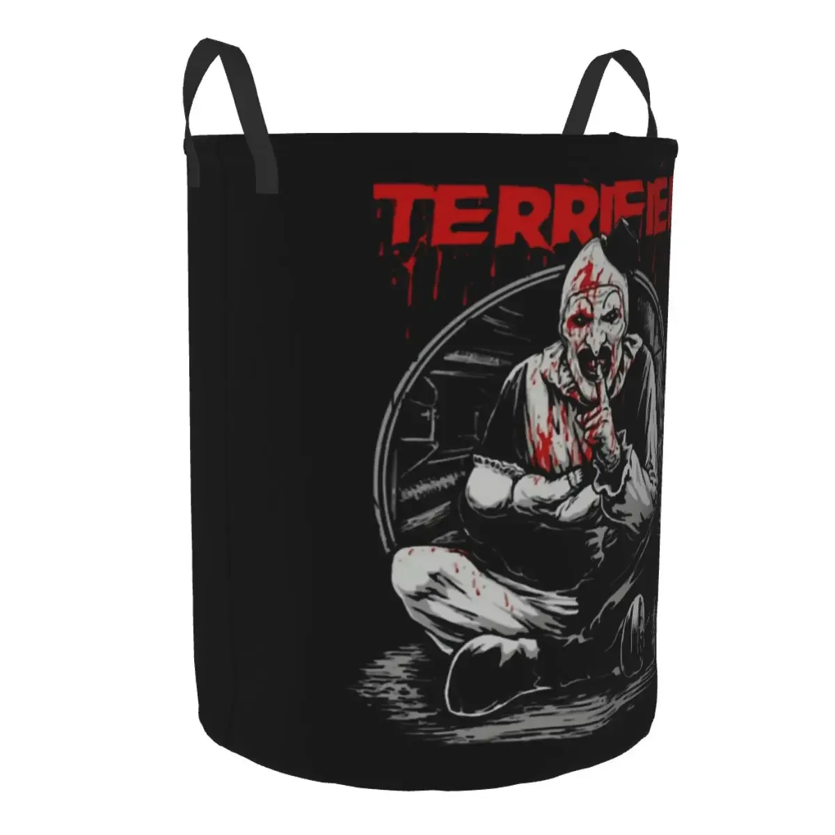 Custom Horror Halloween Movie Terrifier Clown Laundry Basket Foldable Clothes Hamper for Baby Kids Toys Storage Bag