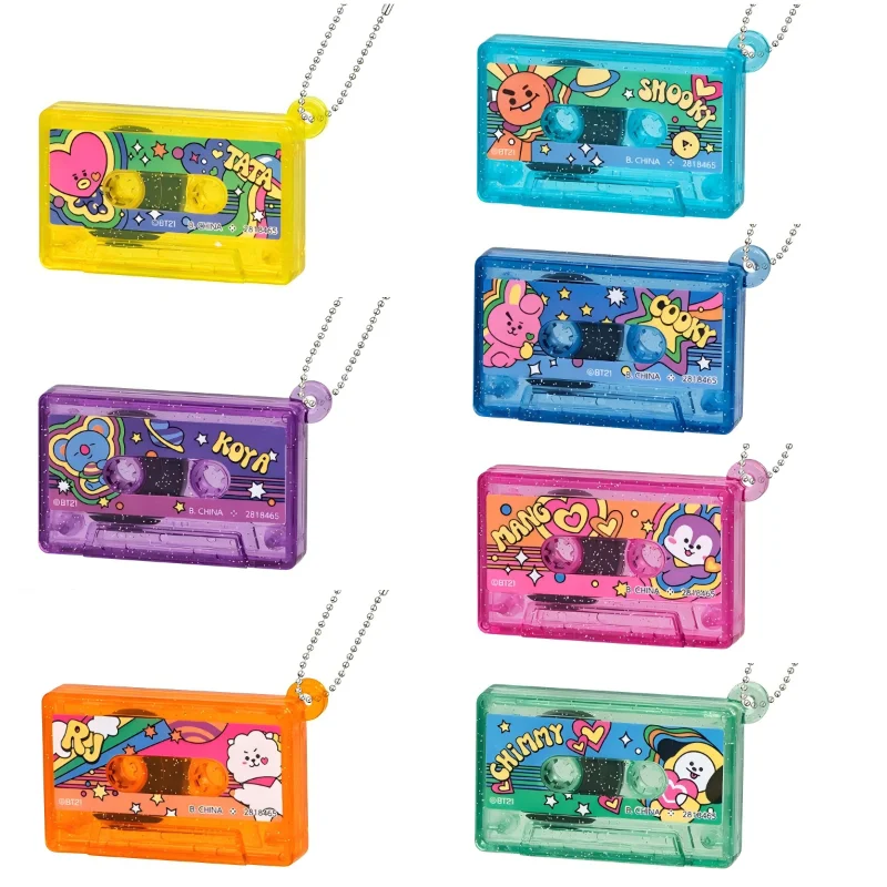 Bandai Original Gashapon BT21 BTS Keychain Mini Cassette Tape