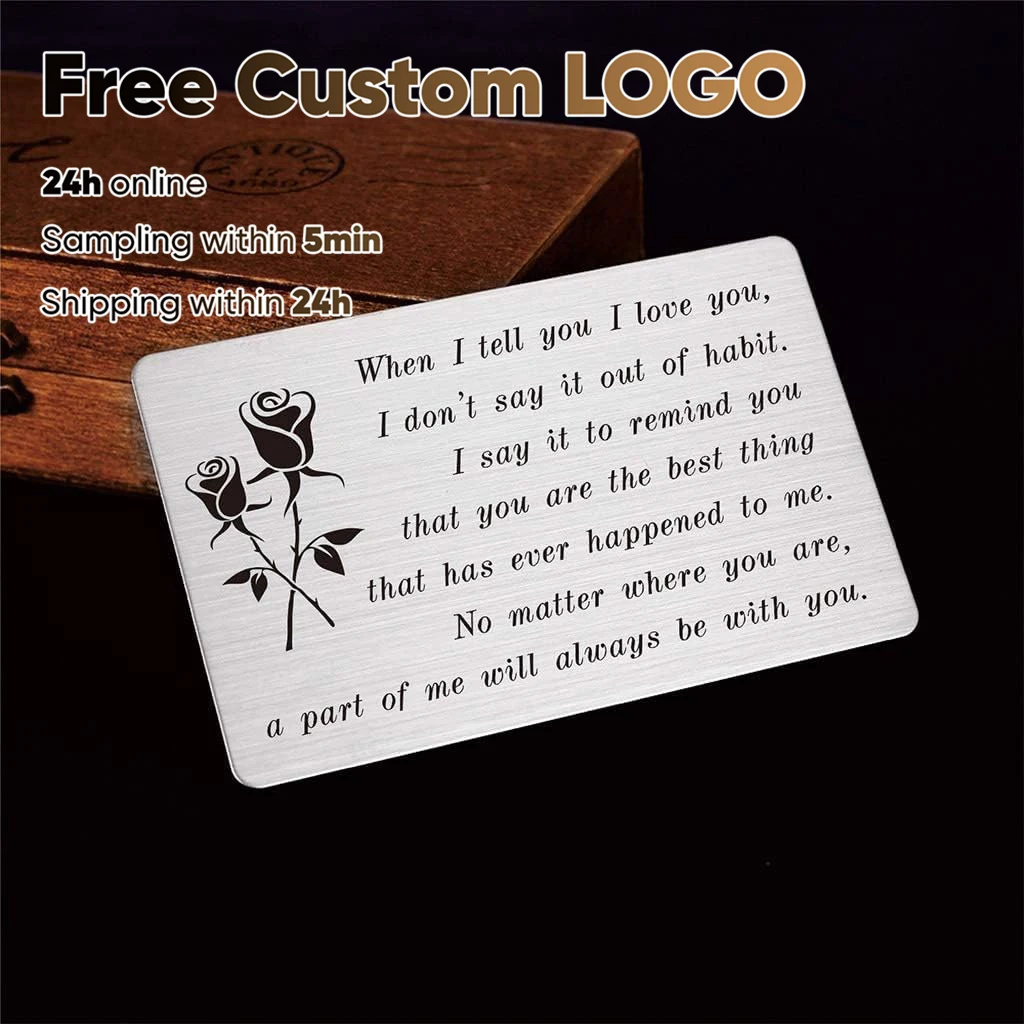 85x54 مللي متر شحن للتخصيص بطاقة محفورة نص شعار الأعمال معرف لوحة الصلب علامة معدنية اسم شارات للمحفظة إدراج بطاقة هدية #1