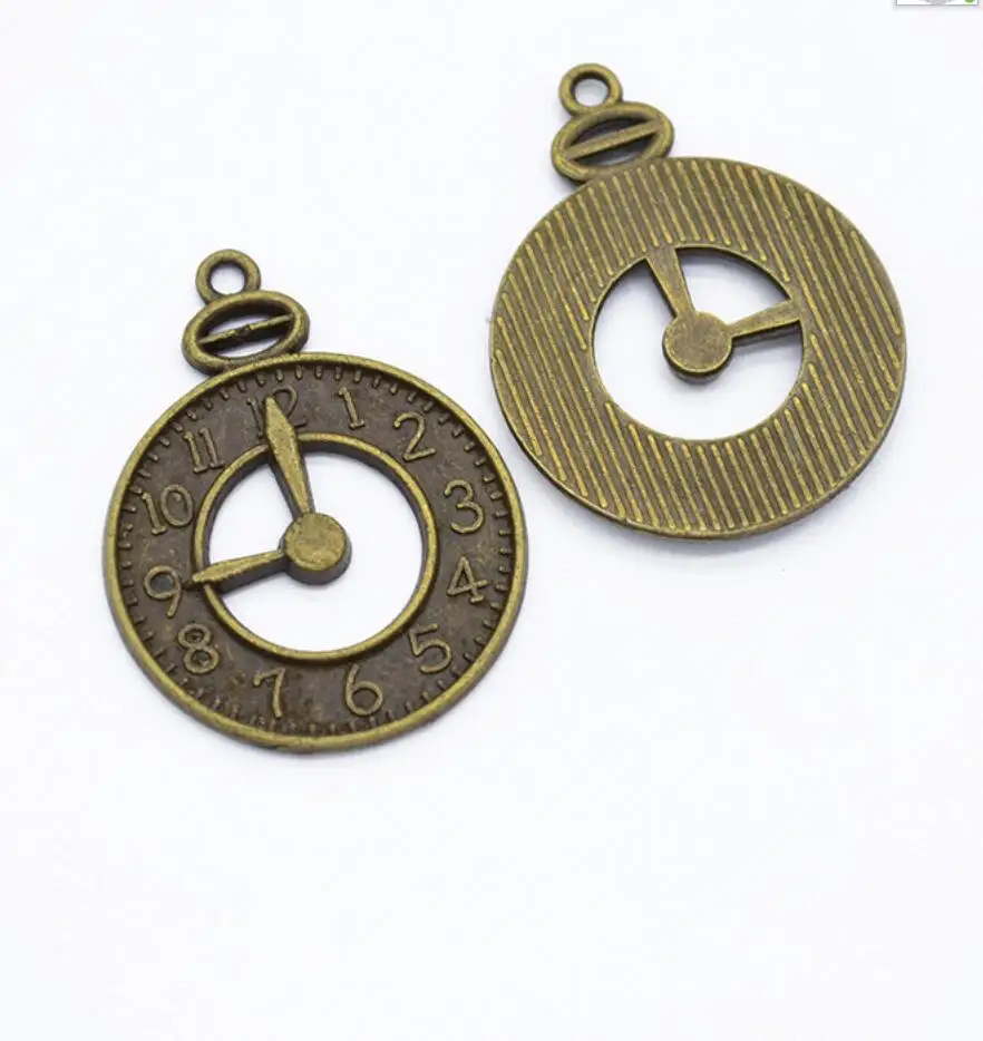 40pcs 32*24mm Vintage Metal Zinc Alloy Mixed Two Clock Pendant Charms Steampunk for Diy Jewelry Making F0674