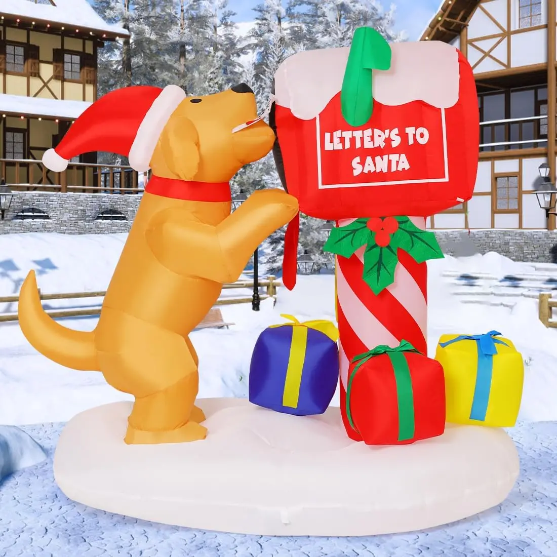 4.8 FT Dog Newspaper Box Inflatable LED Light Christmas Outdoor Decorations Clearance Factory Price